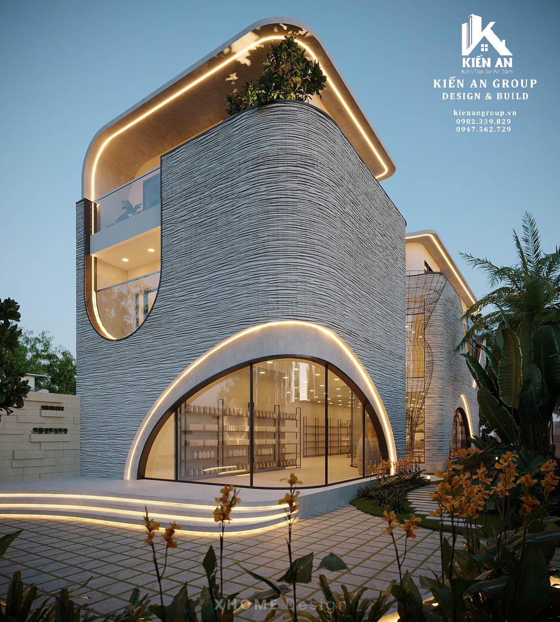 HIỆN THỰC HÓA THIẾT KẾ 86% CHO CÔNG TRÌNH NHÀ Ở KẾT HỢP SHOWROOM TRƯNG BÀY TỈNH LONG AN